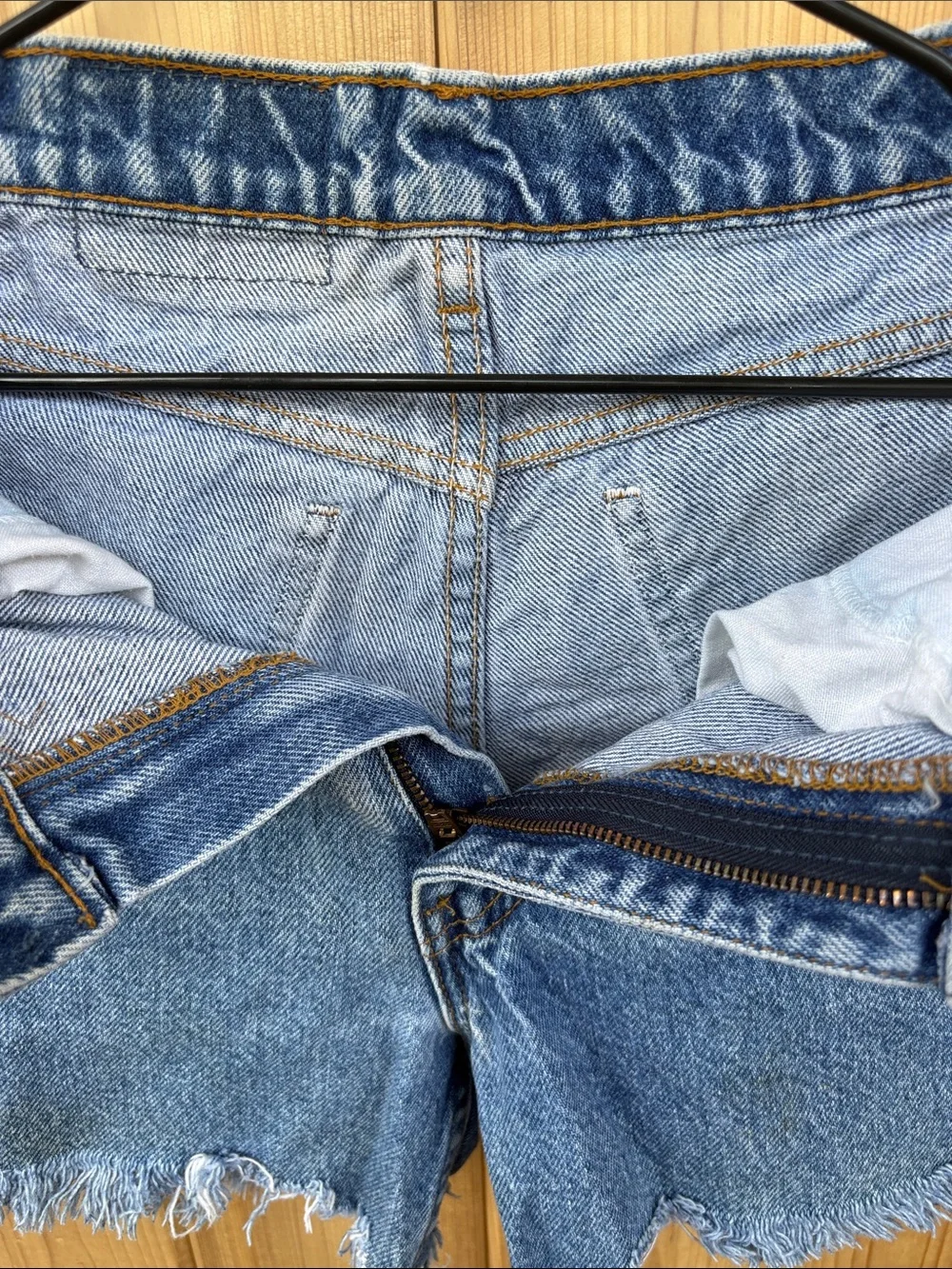 Levi's Medium Blue Denim Frayed Hem Shorts
